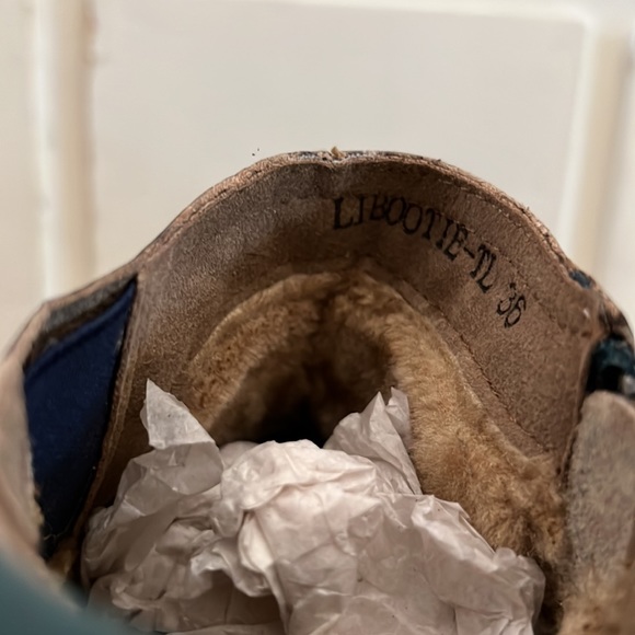 L'Artiste by Spring Step-LIBOOTIE turquoise floral etching faux leather/fur-6 - Picture 9 of 10